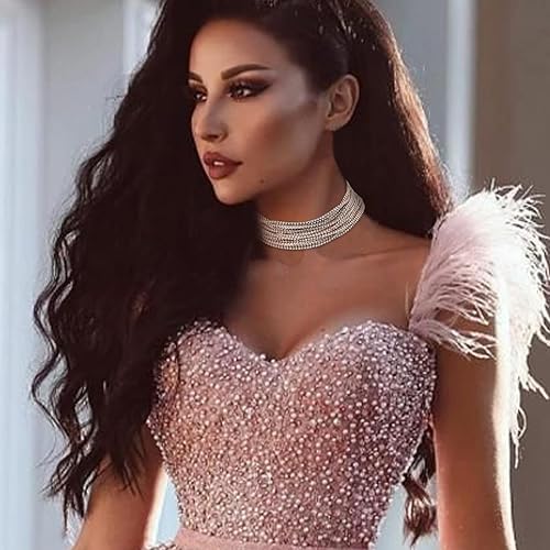 Miniatura 3 de Long tiantian Collar de diamantes de imitación para mujer, gargantilla de diamantes de imitación multicapa, collar de cristal brillante, accesorios