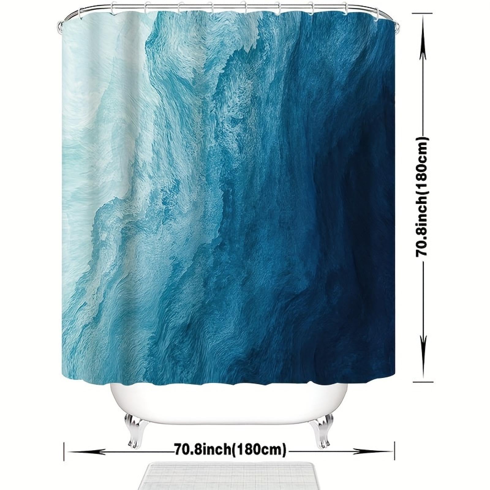 Cortina de ducha impermeable con ganchos, lavable a máquina, poliéster, 221 x 180 cm