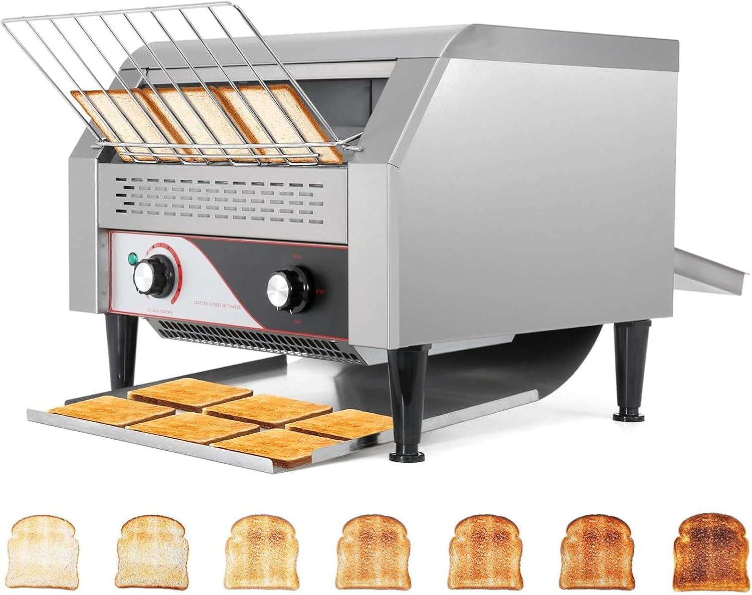 Conveyor Toaster Heavy Duty, Electric Commercial Toaster Oven with 3 Baking Modes & 7 Speed Adjustments, Stainless Steel for Restaurants & BakerieshkMBJ17699
