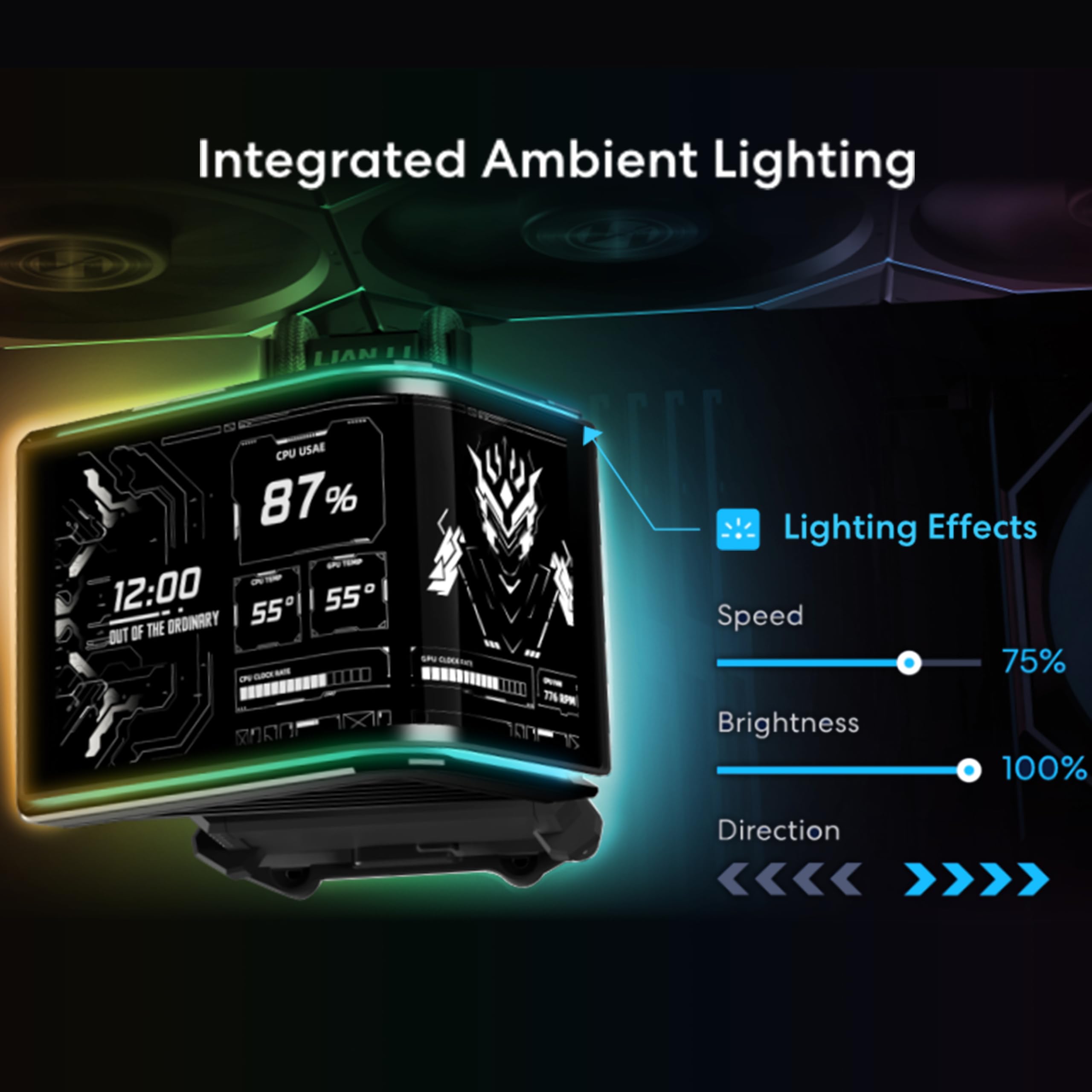 Lian Li Hydroshift II OLED Curved 360P28 V2 - Enfriador líquido para CPU - AIO de 360 mm - Ventiladores P28V2 de 3 x 120 mm - Pantalla de 6.66 pulgadas - Efectos de animación 3D - Daisy-Chain, LGA