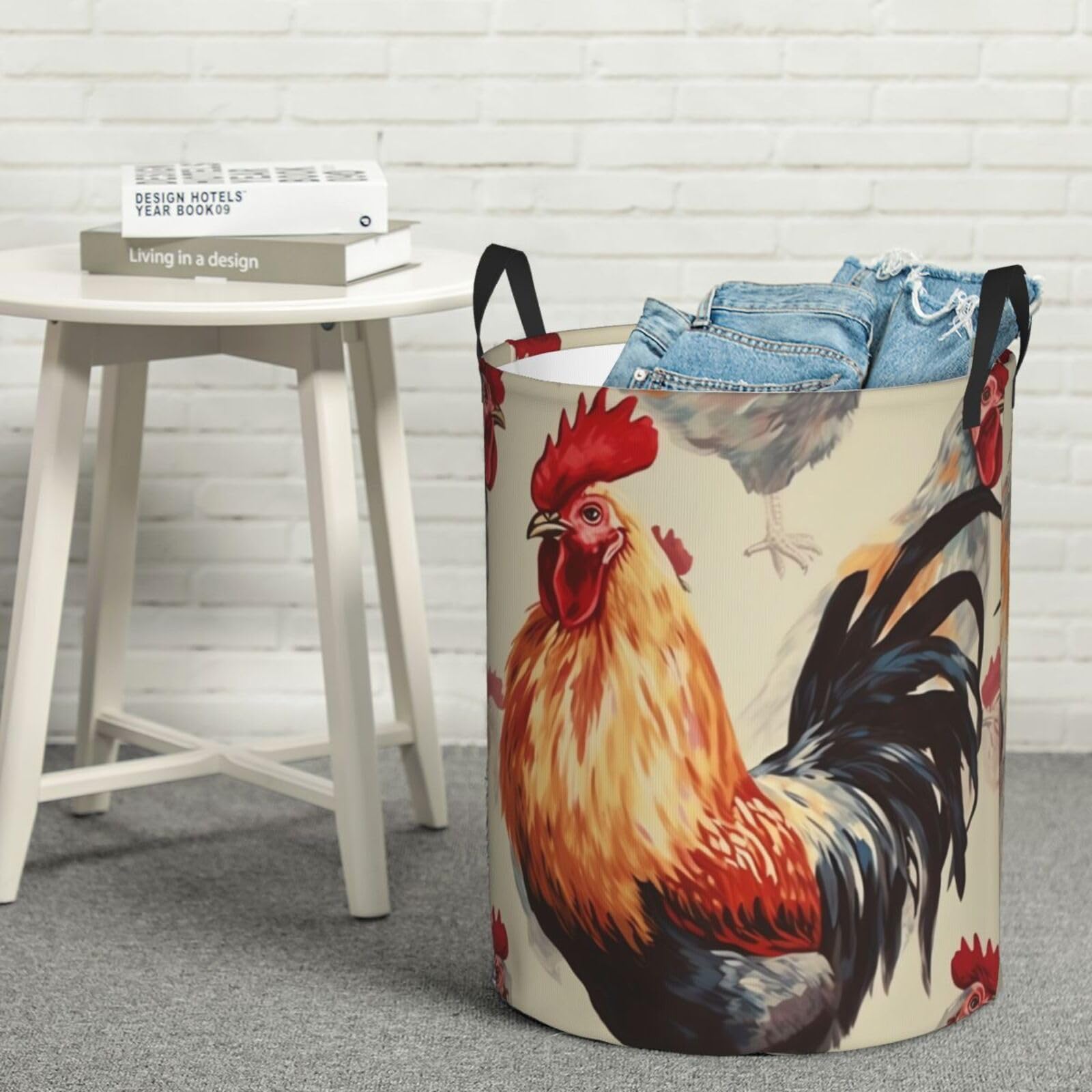 Panier à linge autoportant Animal Art grand format pliable avec poignées