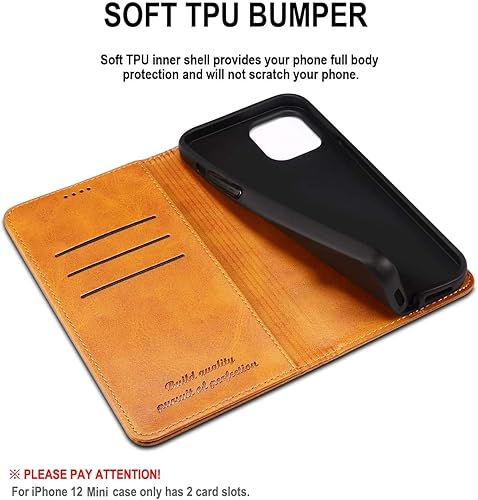 Miniatura 6 de SINIANL Funda compatible con iPhone 12, iPhone 12 Pro con tarjetero y tarjetero de cuero plegable con función atril y cierre magnético para iPhone