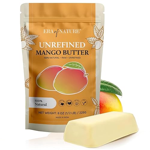 era of nature Bloque de mantequilla de mango sin refinar orgánica a granel, hidratante de la piel, uso solo o en mantequillas corporales, jabones,