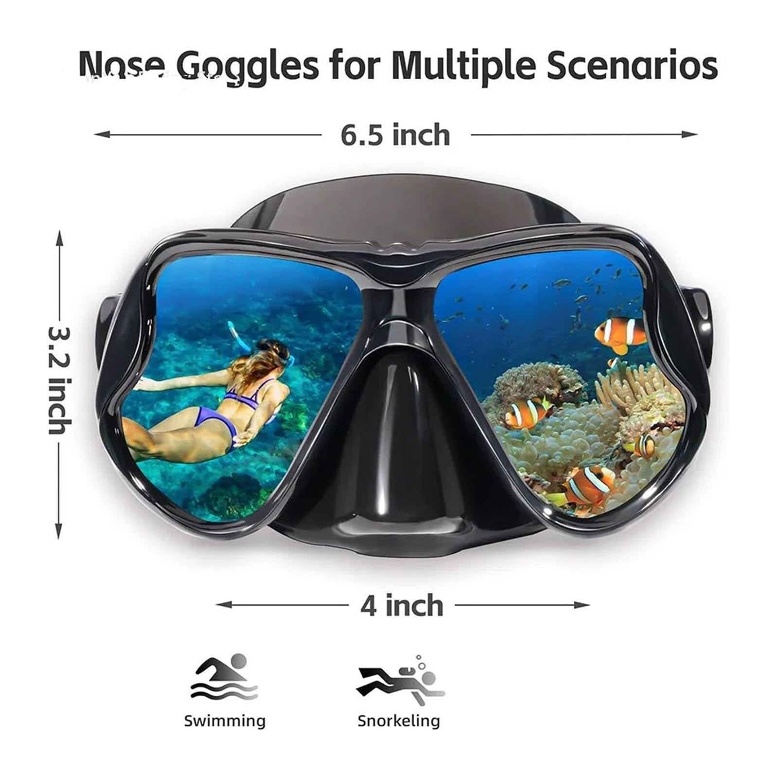 Kit de de Buceo Cómoda máscara de natación de Silicona con Espejo y Soporte para cámara para Gafas de Buceo GoPro para Adultos Buceo(Red 1)