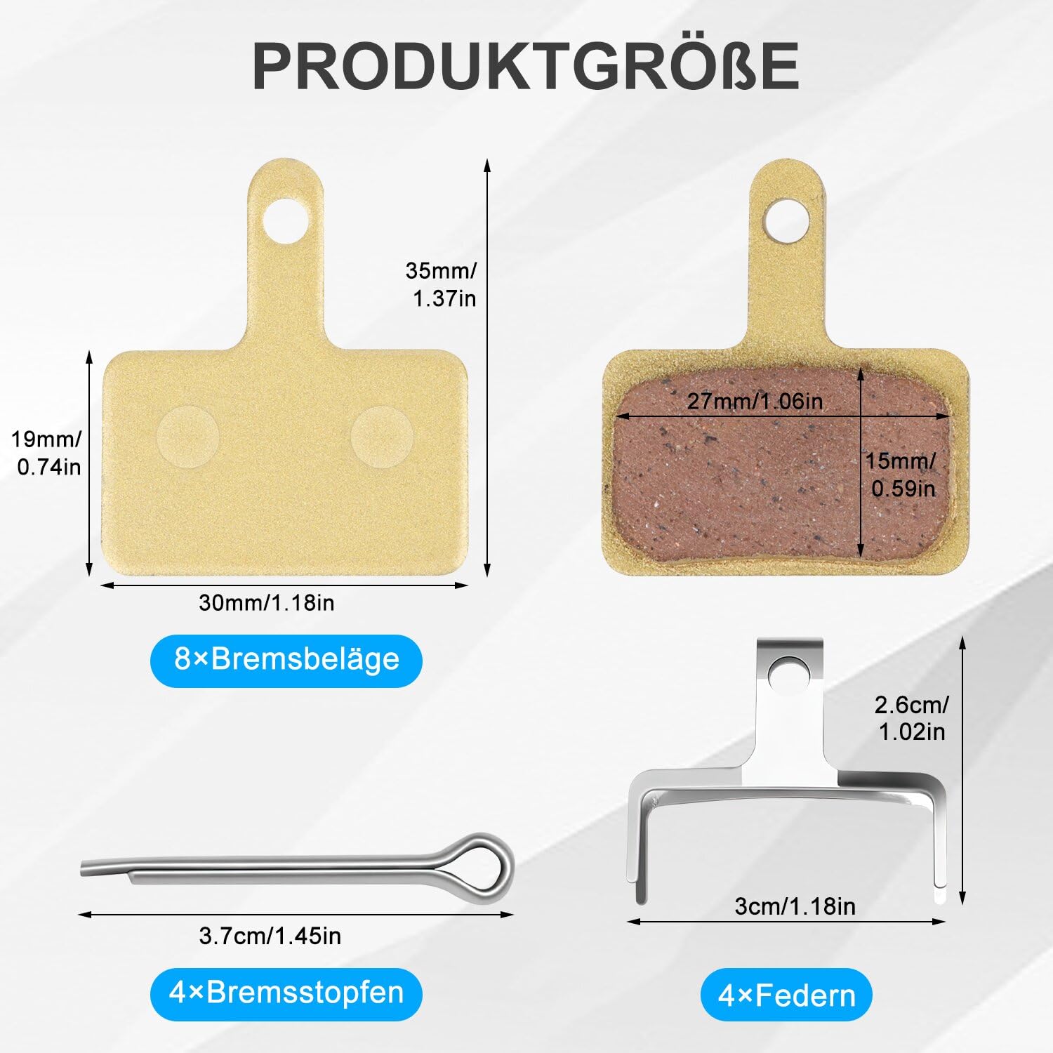 Klocki hamulcowe rower górski skuter elektryczny Frittee klocki hamulcowe | 4 pary metalowych klocków hamulcowych o wysokiej wydajności do Shimano B05S Tektro Deore Trp Tektro