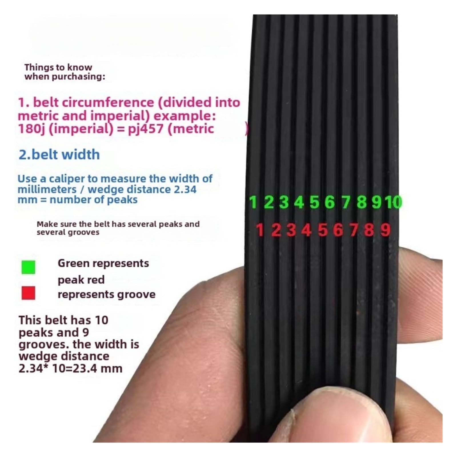 510J/PJ1295 Correa for bicicleta estática de transmisión for spinning 10 9 8 7 6 5 4PJ1295(1PC_6 PEAKS)