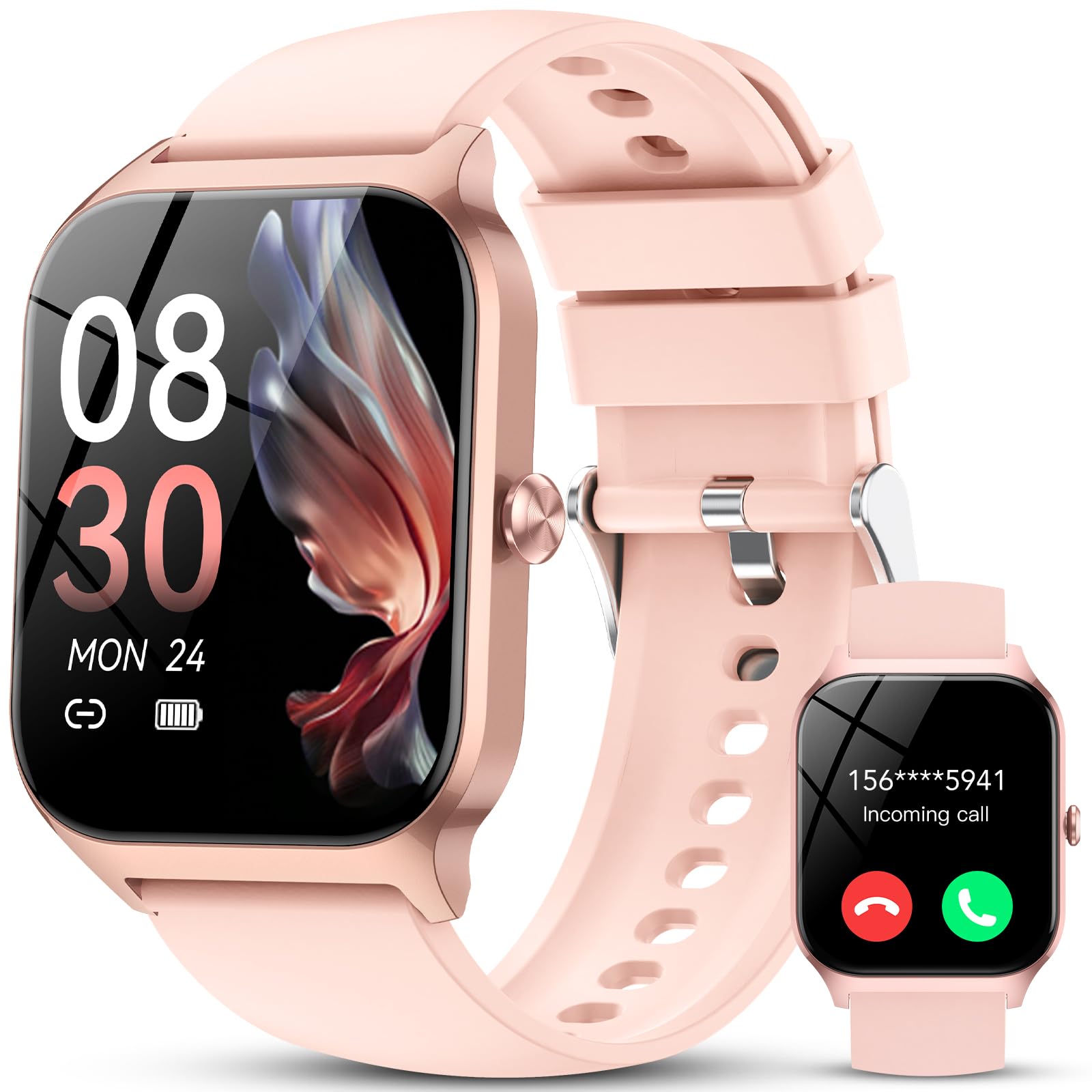 Smartwatch Donna, 1.85'' Orologio Smartwatch Donna con Effettua/Risposta Chiamate, 115+ Sportive Smart Watch con Contapassi/Sonno/Cardiofrequenzimetro, IP68 Fitness Tracker per iOS Android (Oro Rosa)