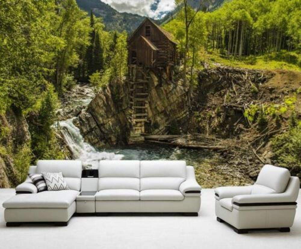 Photo Wallpaper Crystl Mill River CBIN Full Wll Murl Photo Print Home 3D-350x250cm-Wall Decoration-Poster Picture Photo-HD Print-Living Room Bedroom Modern Decorative-YCRY Wall Mural