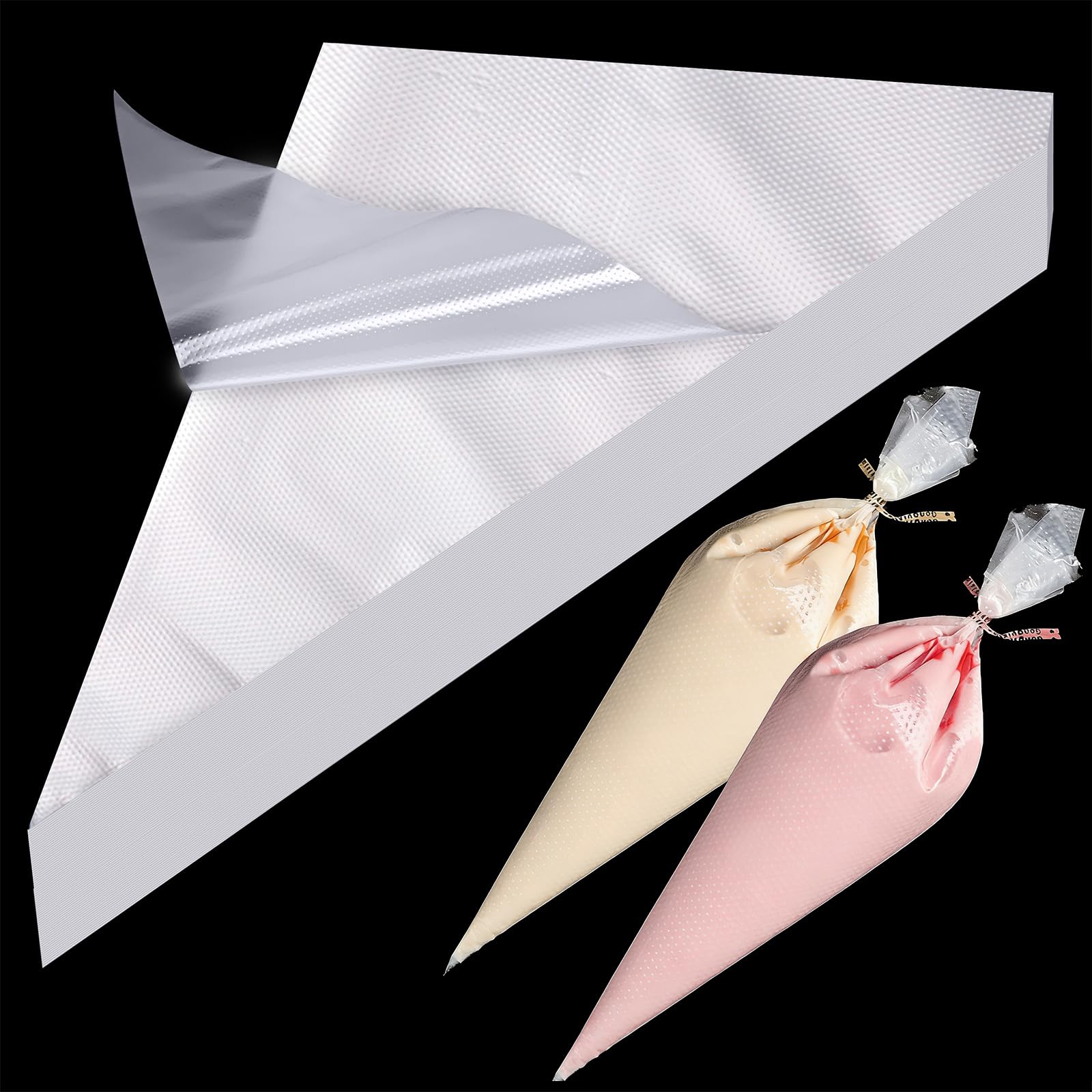 200PCS 12 Inch Medium Disposable Icing Bags, Transparent Tear-Resistant Piping Bags for Cake Cupcake Dessert Decoration, Easy Grip for Pros & Beginners