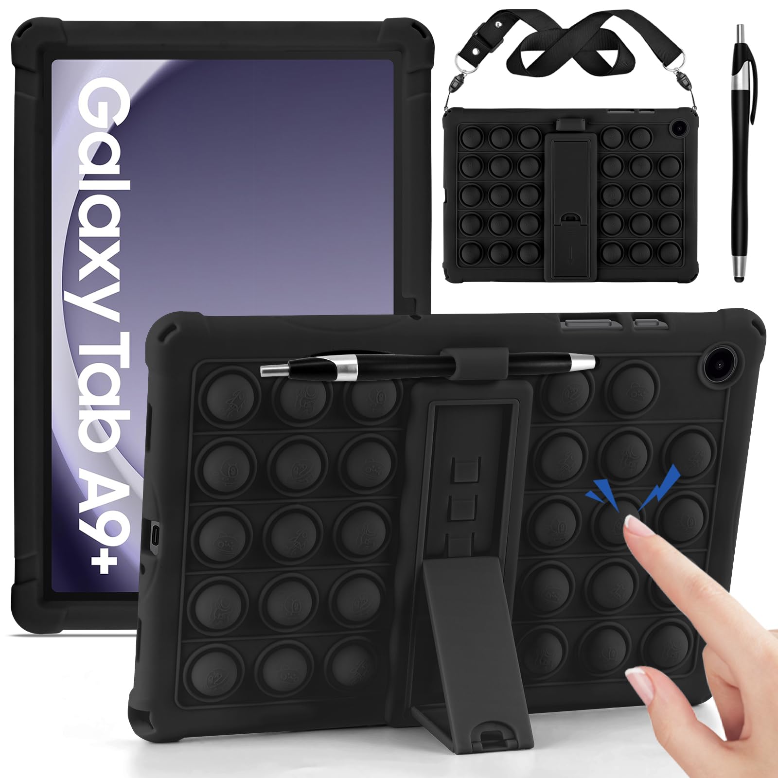 DETUOSI Case Compatible with Samsung Galaxy Tab A9 Plus 11 inch 2023 (SM-X210/X216/X218), Multi-Viewing Angles, Soft Silicone Anti-Stress Cover with