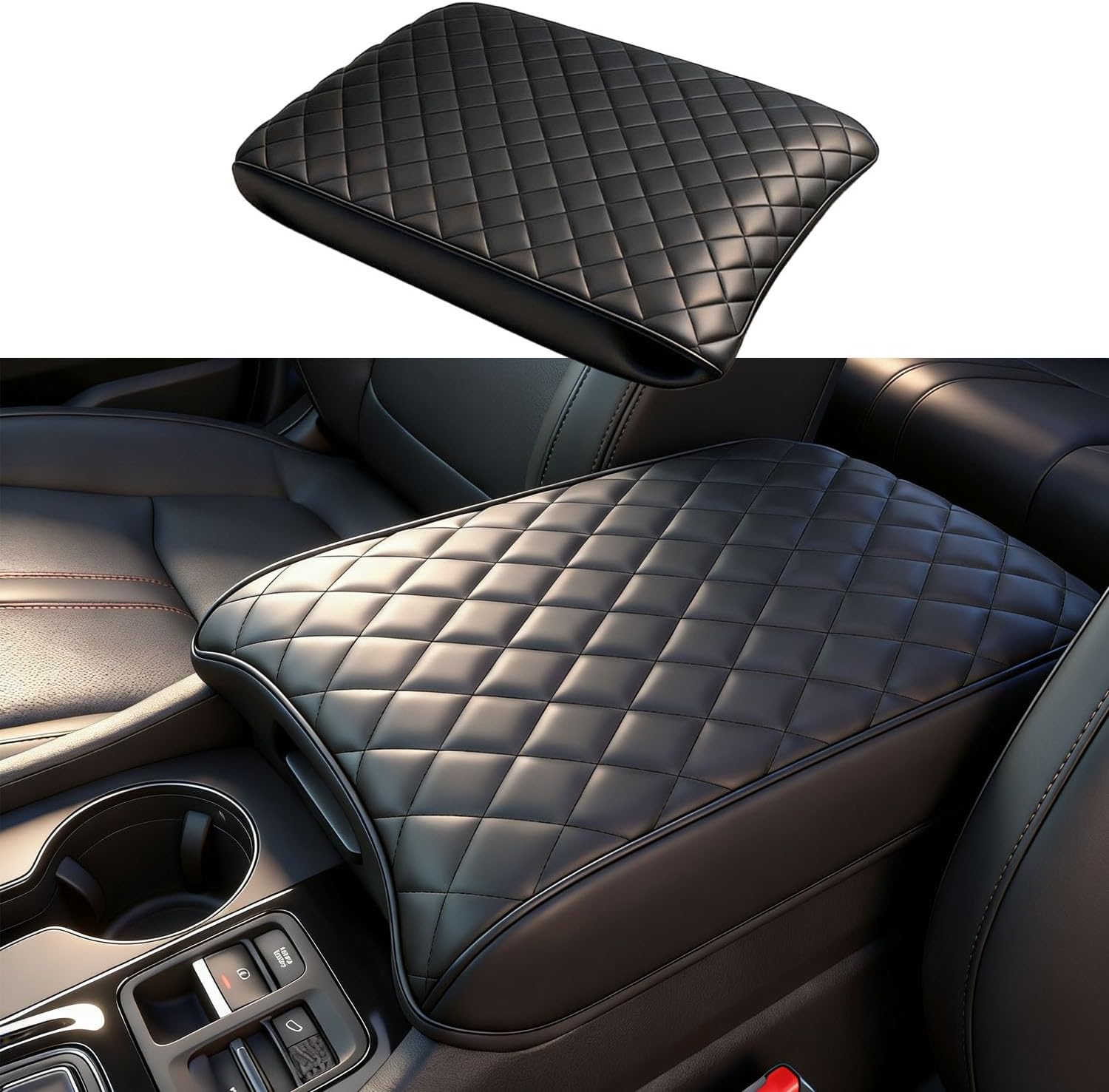 Center Console Cover for 2023 2024 2025 Honda Pilot, 2024 2025 Honda Ridgeline, 2024 2025 2026 Honda Passport Customized Armrest Cover Leather Interior Accessories