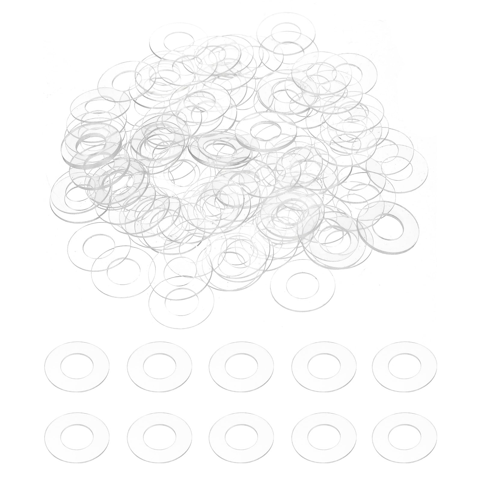 sourcing map 120Pcs M8 PVC Flat Washers 8mm ID 16mm OD 0.5mm Thick Clear