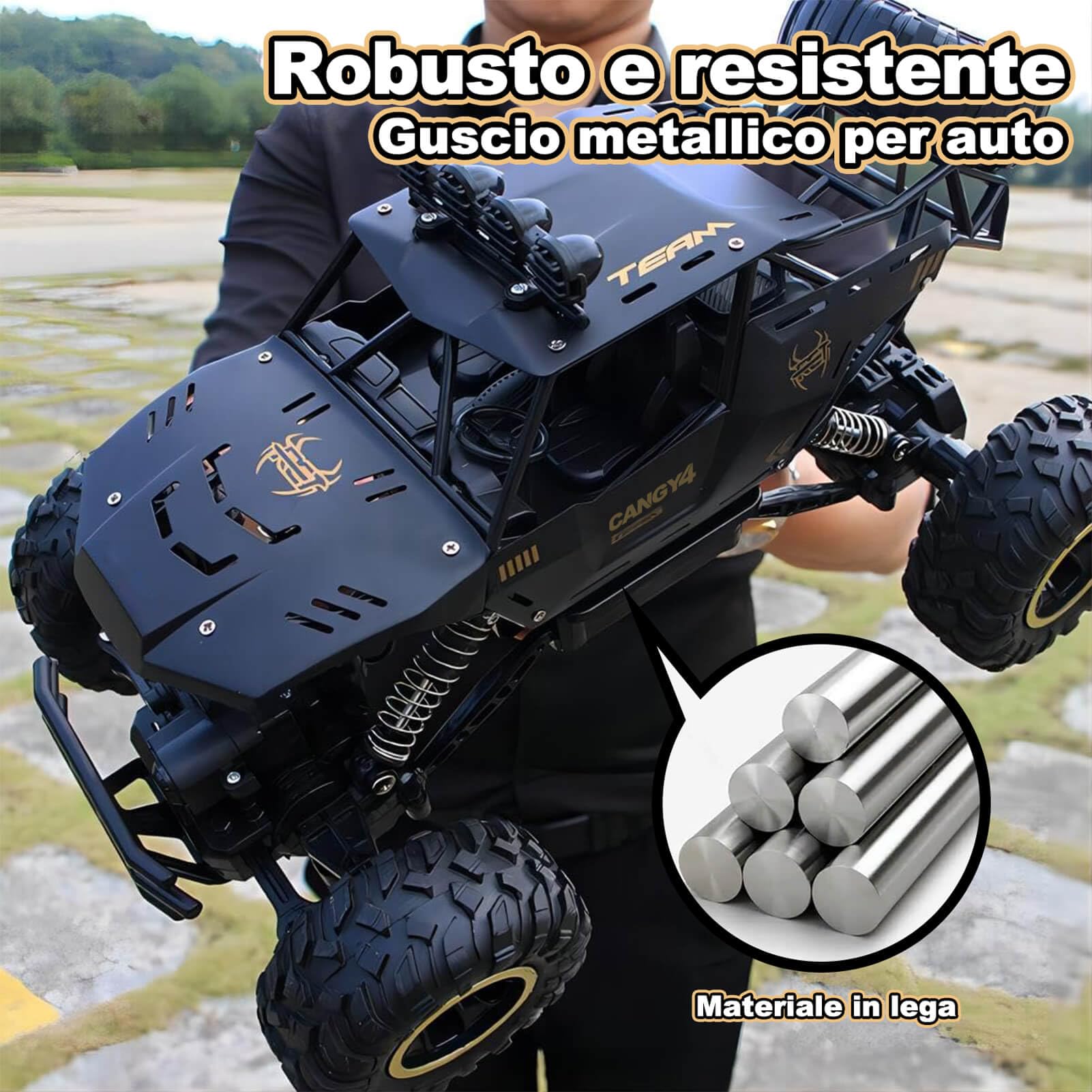 Jiakora 1:12 Grande Macchina Telecomandata, 2.4GHz RC Car Giocattolo Off-road, Auto Telecomandata 4x4 Con Luci LED, Monster Truck, 2 Batterie, Macchina Telecomandata Per Bambini Regalo Bambino Maschio