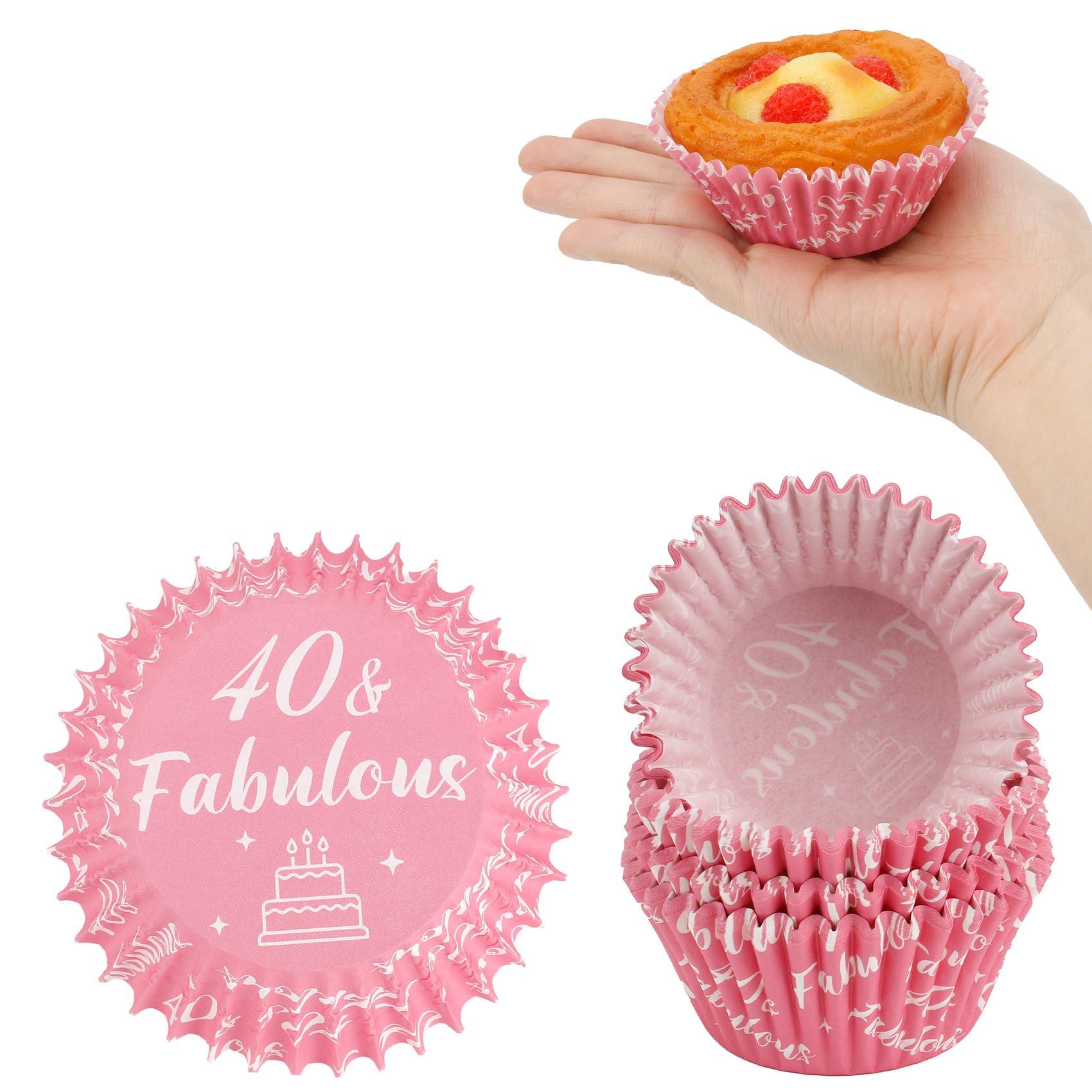 Kiopdse 40th Birthday Cupcake Cases,100pcs Muffin Cases,Cupcake Wrappers,Paper Cupcake Liners,Paper Muffin Cupcake Liners,Muffin Baking Cups,Paper Baking Cups,Cupcake Papers,Standard Size 2x1.25inch