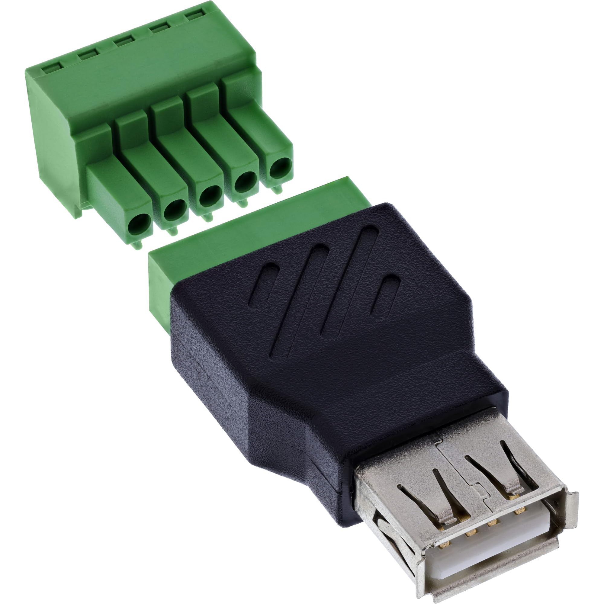 Inline Adapter USB-A na blok zacisków, 5-biegunowy, bez kabla, idealny do okablowania DIY, podłączenie bez lutowania, kompaktowy i wytrzymały, 92504B