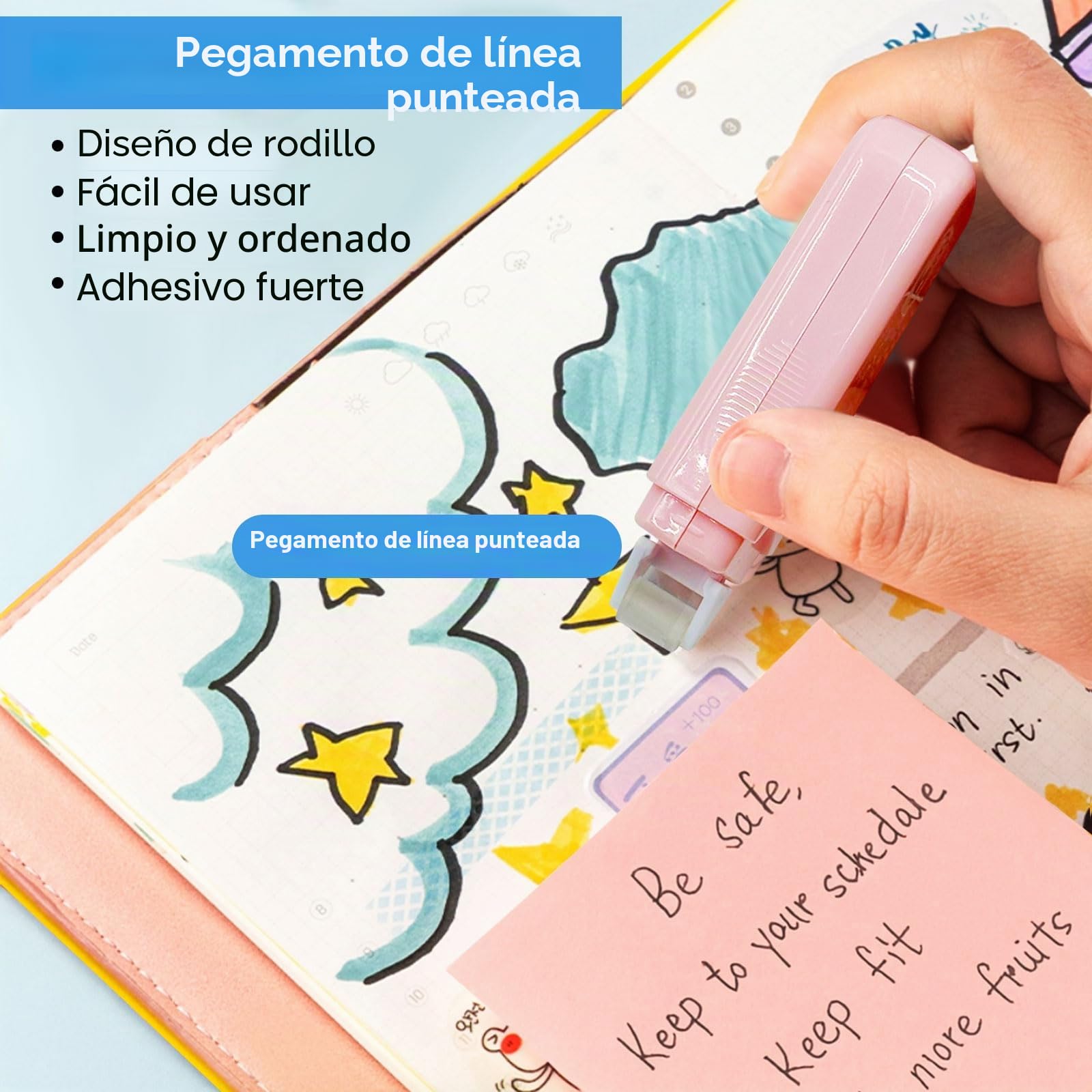 12 Piezas Cinta Adhesiva y Pegamento en Roller, Adhesivo Doble Fondo, Artesanía, 6mm x 6m