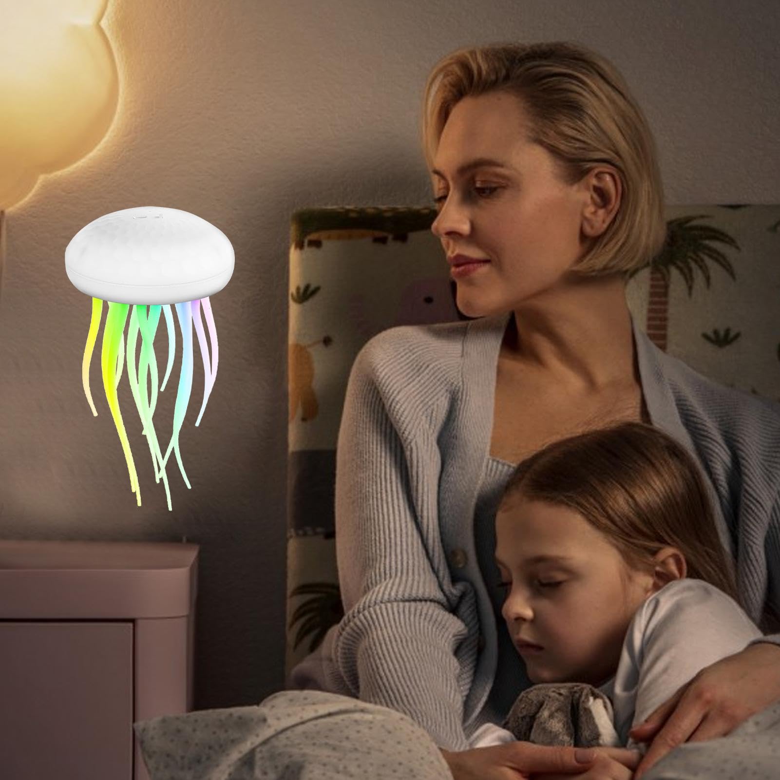 Luce notturna a LED con, lampada con Lampada luminosa per ad attivazione | Luce notturna a LED carina, lampada medusa ricaricabile da 1000 mAh, lampada da comodino medusa RGB per soggiorno c