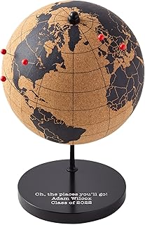 Let's Make Memories Personalized Cork Globe - The Places You'll Go - Graduation Gift - for Travel Lovers - Customize with Message - 7.5" Hx5.5 Dia