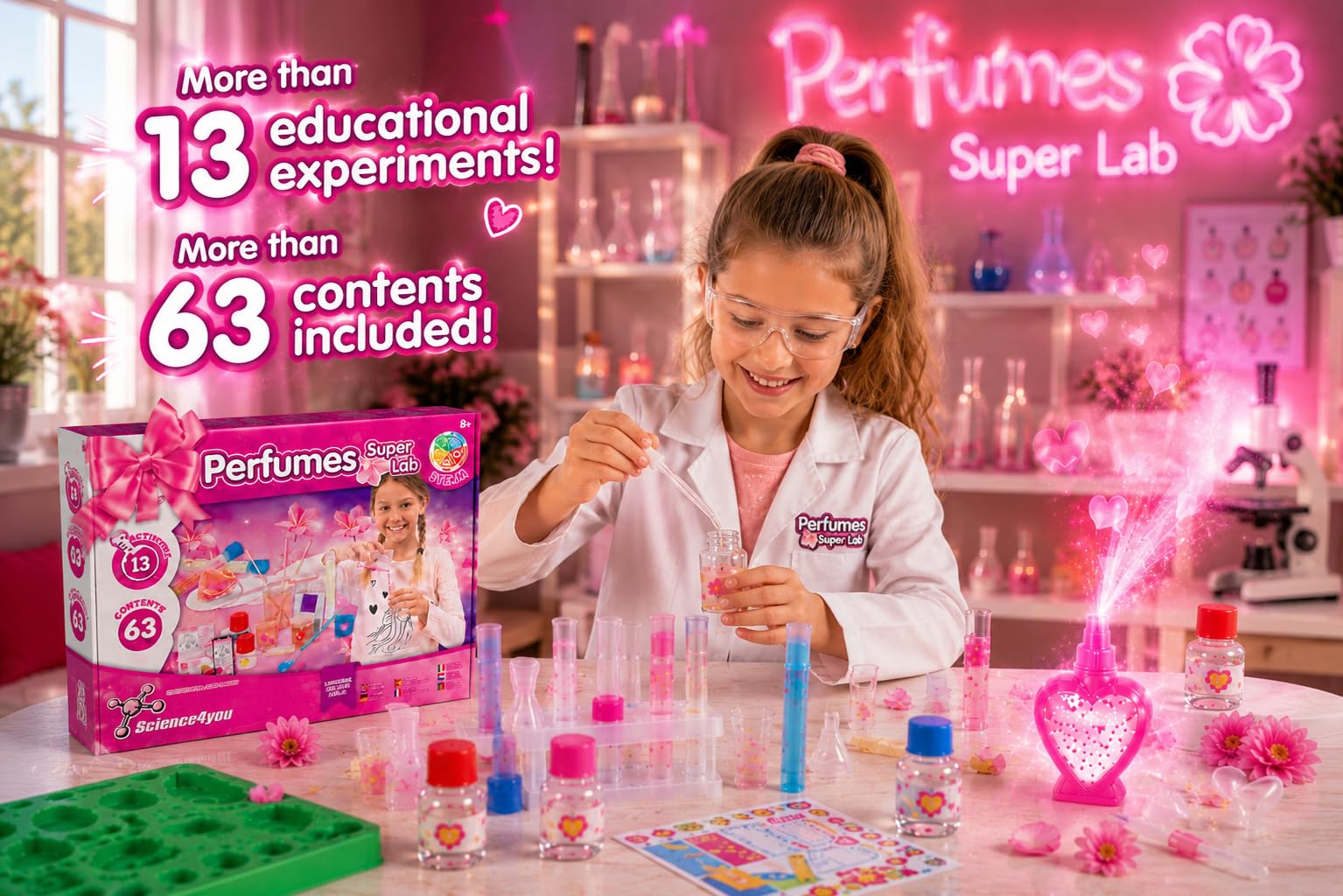 Science4you Super Laboratorio de Perfumes - Fábrica para crear tus Colonias, Juego con 13 experimentos, Juguetes y Regalos para Niños 7 8 9 10+ años