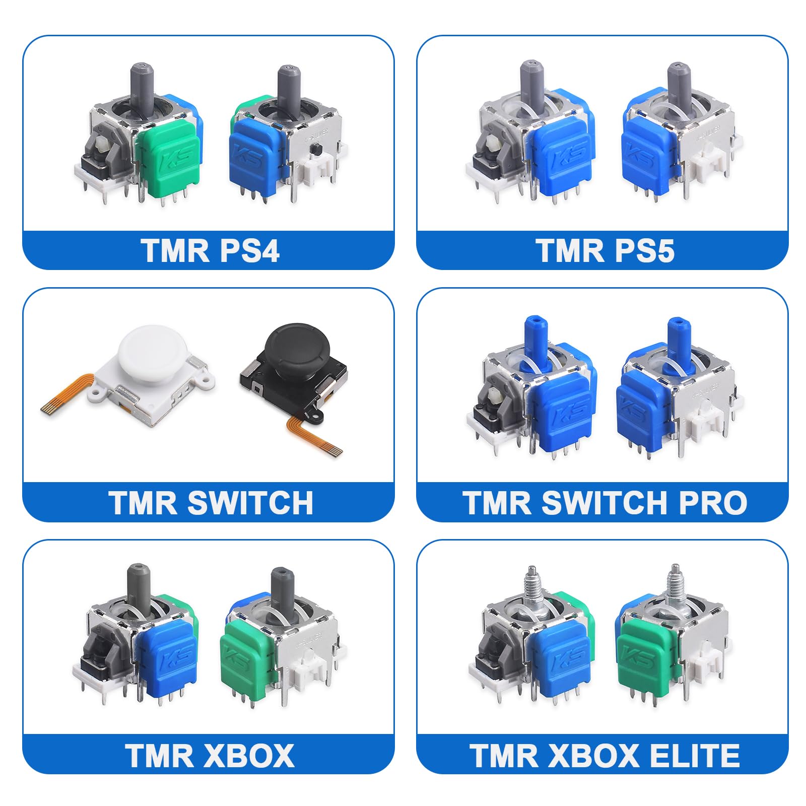 Qualitied TMR Lot de 10 joysticks de rechange électromagnétiques effet Hall pour Xbox One/PS5/PS4/Switch Pro/Xbox One Elite (TMR PS5)