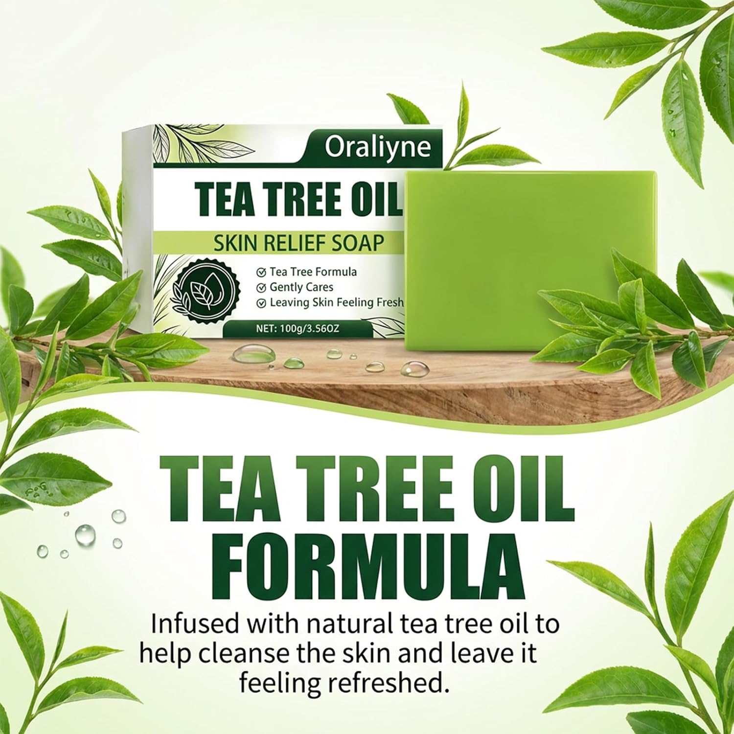 Tea Tree Oil Bar Soap, Daily Cleansing for Feet & Body, Tea Tree Oil Scent with Tea Trees Oil & Coconut Oil (3pcs)