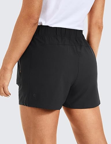Miniatura 2 de CRZ YOGA Pantalones cortos de senderismo elásticos impermeables para mujer, tiro medio, verano, para entrenamiento de golf al aire libre, con