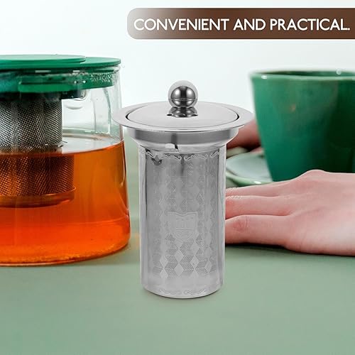 Miniatura 6 de Infusor de té de acero inoxidable con tapa, cesta de filtro de té de malla extrafina para hojas sueltas, filtro de repuesto para tetera para