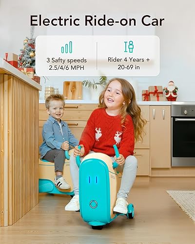 Miniatura 3 de Gyroor Juguete eléctrico para niños de 4 a 8 años, maleta de viaje en avión 2 en 1 con almacenamiento, 3 modos de velocidad, ruedas LED
