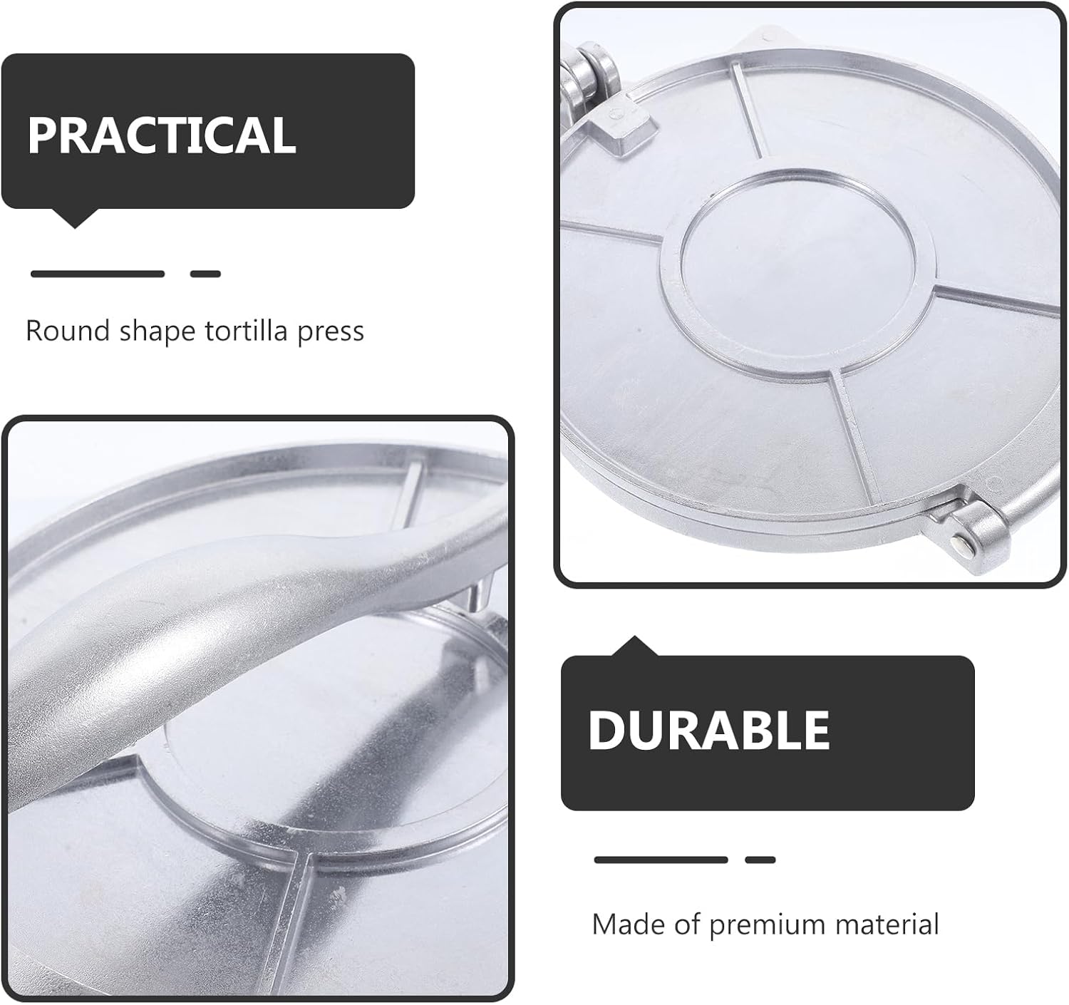 DOITOOL 17.32 Inch Aluminum Dough Presser Large Tortilla Press for Quesadilla Taco and Empanada Making - Heavy Duty Round Kitchen Tool