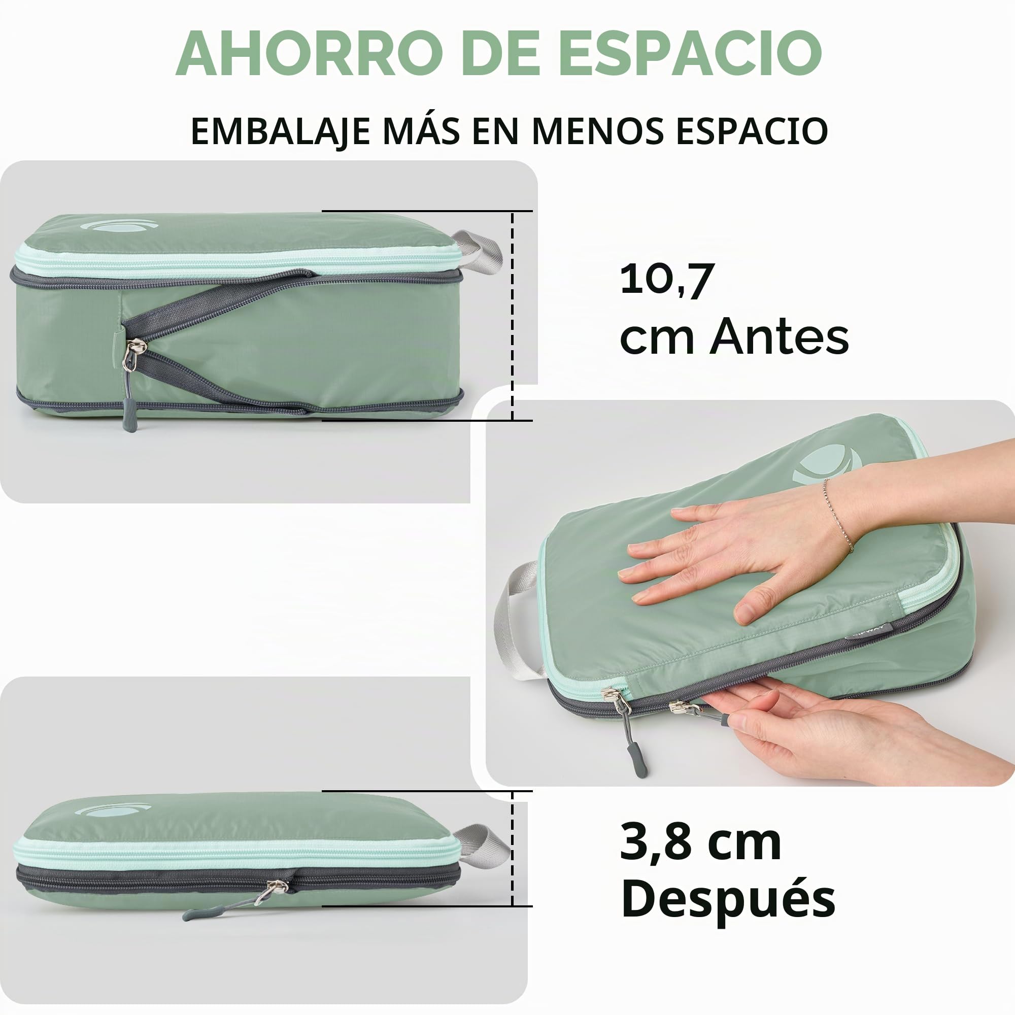 Cipway Bolsas Compresion Viaje, Diseño de Malla Impermeable Ligero y Duradero Bolsas de Viaje Organizador para la Mochila Maletas de Almacenamiento en el Hogar(Verde salvia, 8 Unidades)