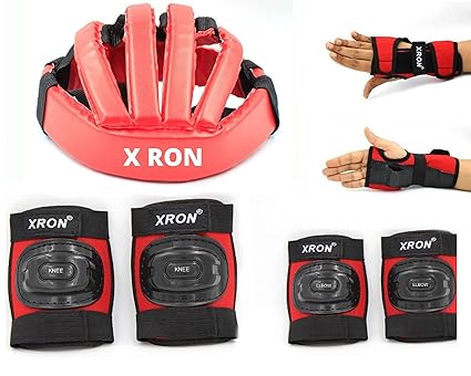 X RON Helmet Guard Knee Pad Elbow Pads Guards Protective Gear Set for Roller Skates Cycling BMX Bike Skateboard Inline Skating Scooter Riding Sports 7 Pcs Set Age Group 8-14Years
