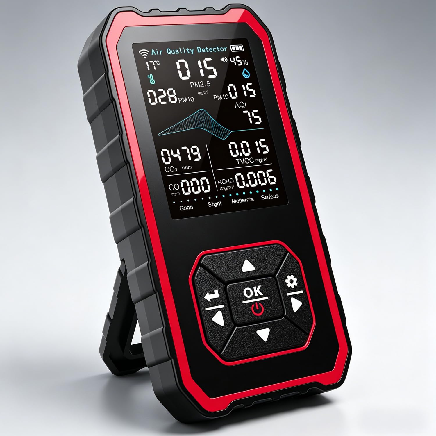 Rilevatore di Qualità dell'Aria Interno 10 in 1, Monitor Digitale con Rilevazione PM2.5 PM10 HCHO TVOC AQI,Sensore di Temperatura e Umidità,Ricarica USB,Portatile per Casa, Ufficio, Viaggi e Grow Tent