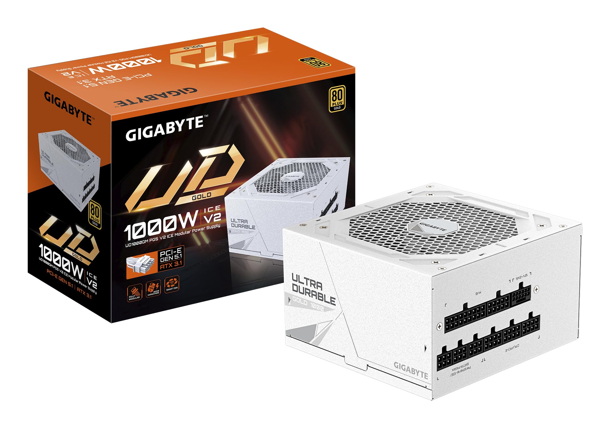 Gigabyte 1000W Atx 12V V3.1 Fully Modular Power Supply - Ud1000gm Pg5 V2 Ice - 8