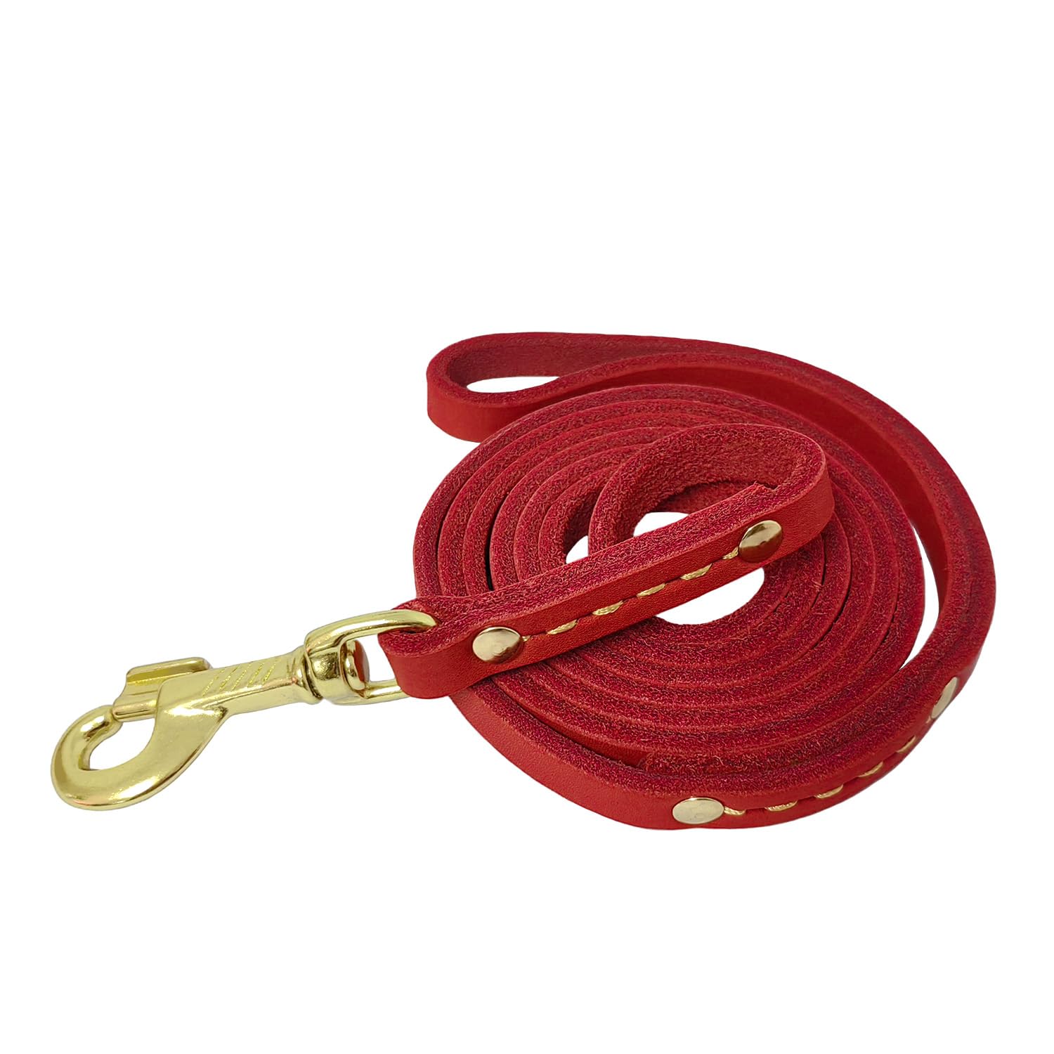 Leather Dog Leash 6 ft x 1/2 inch Heavy Duty Genuine Leather Dog Training Leash Soft and Strong Leather Leash for Small and Medium Dogs Red — image 1