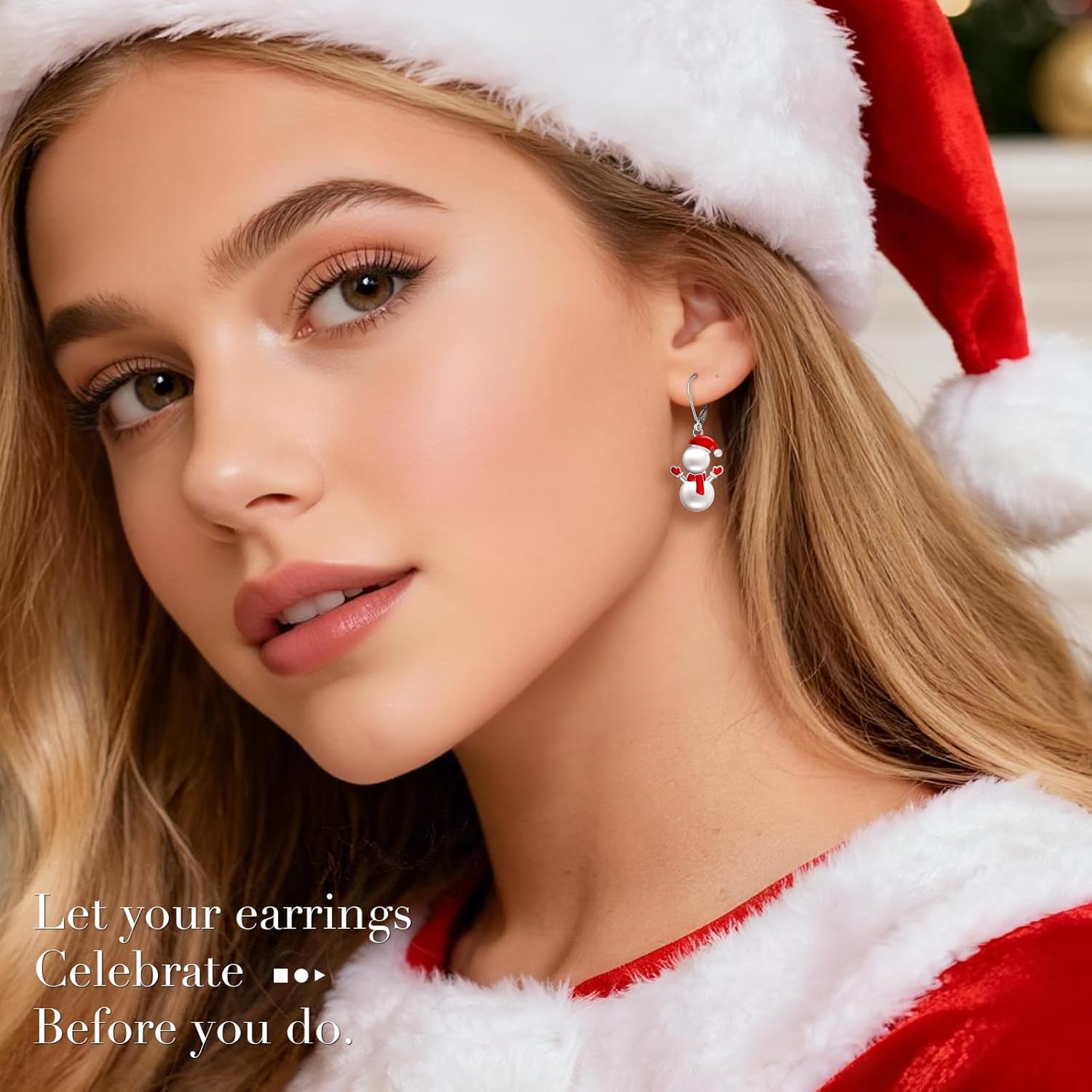 Christmas Snowman Earrings Pearl Snowman Earrings for Women Sterling Silver Winter Christmas Santa Red Hat Dangle Earring White Pearl Xmas Jewelry Holiday Gift