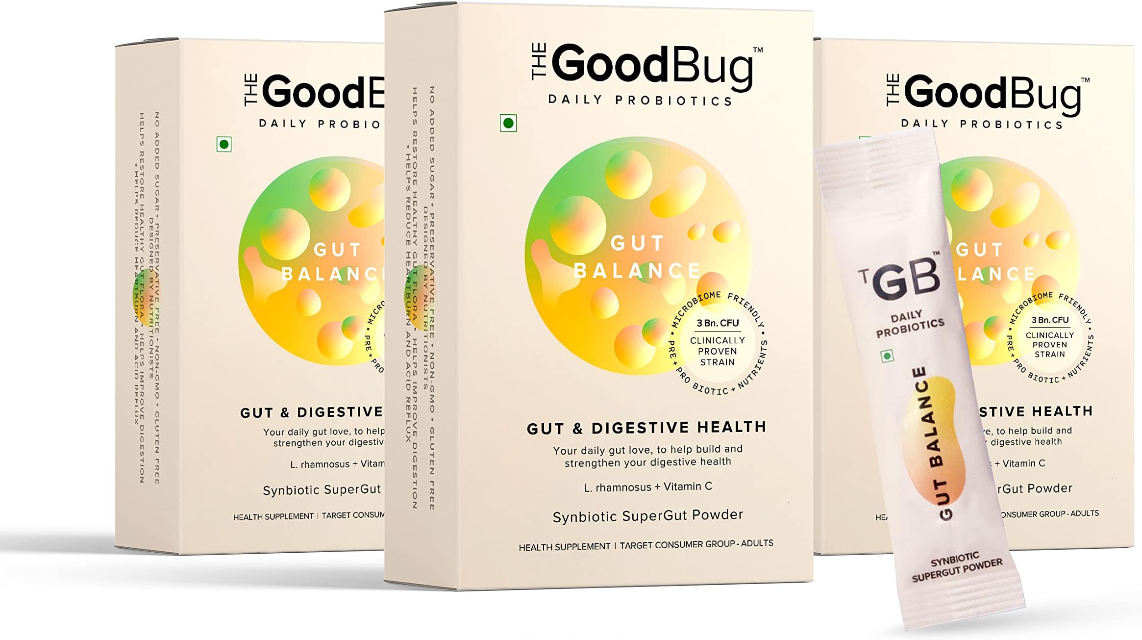 The Good Bug Gut Balance SuperGut Stick for Gut Health, Strong Digestion & Immunity | Probiotics + Inulin + Vitamin C | For Men & Women | 3Bn CFU of Clinically Proven Strains | 90 Days Pack