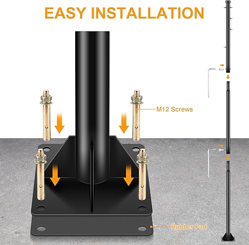 Miniatura 3 de BRILLIHOOD Versión actualizada de 9 pies, soporte de poste de metal con 5 anillos fijos para vela de sombra, poste de vela resistente para toldo,