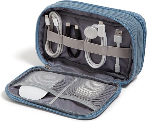 U Brands Organizador de pana con doble cremallera, 8 x 5.25 x 2.5 pulgadas, color azul neblina