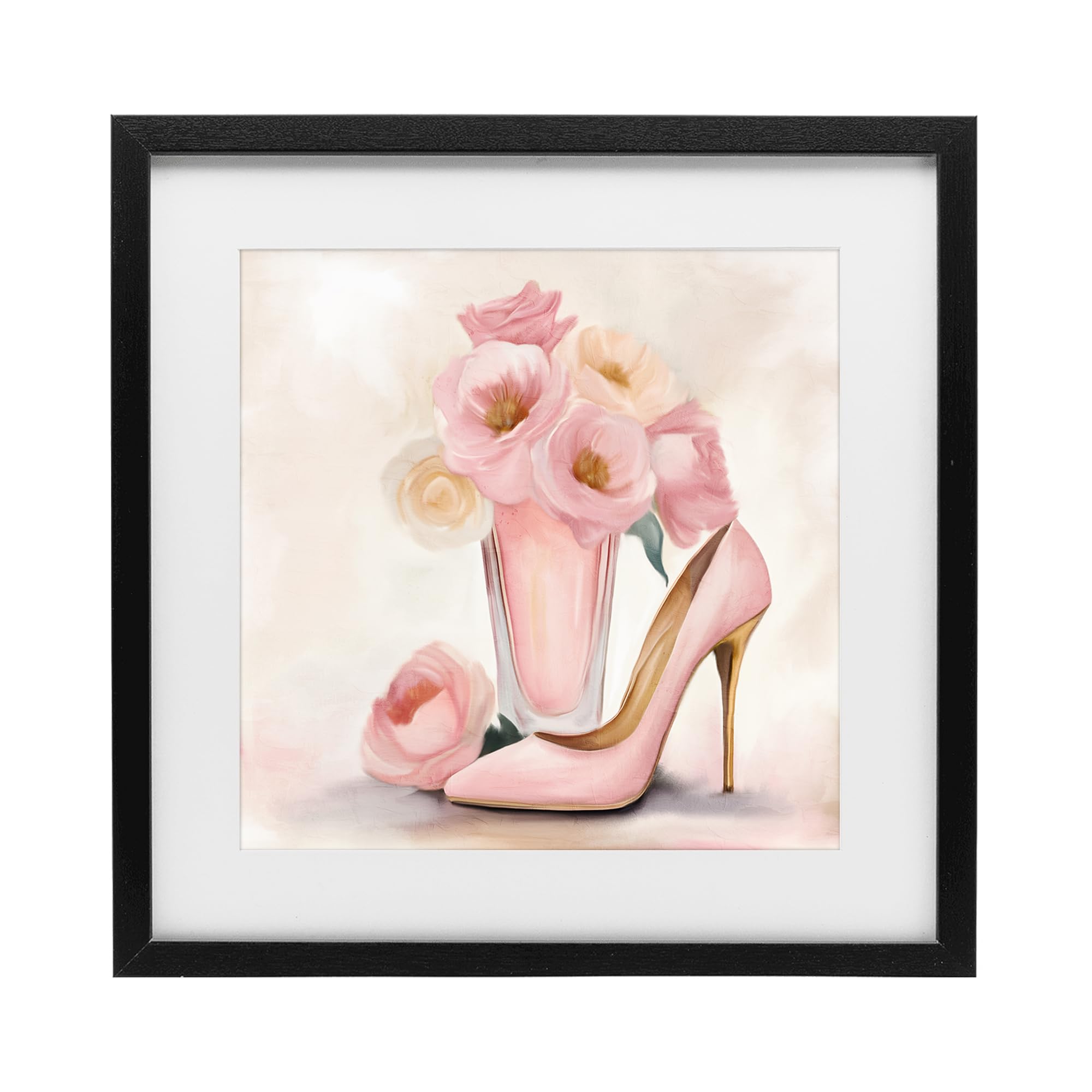 Stupell Industries 'Pink Beauty Bouquet', Framed Print Under Glass, Black, 13 x 13 Inches, Easy to Hang and Sturdy, Made in USA, by Kim Allen