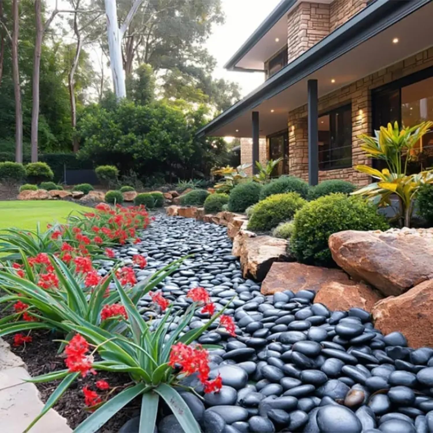 Garden Outdoor Landscape Stone, Yard, Walkway Stone, Plant Bonsai Stone, Vase, Artwork Stone 1-3 inch, 38 Pounds(Black)
