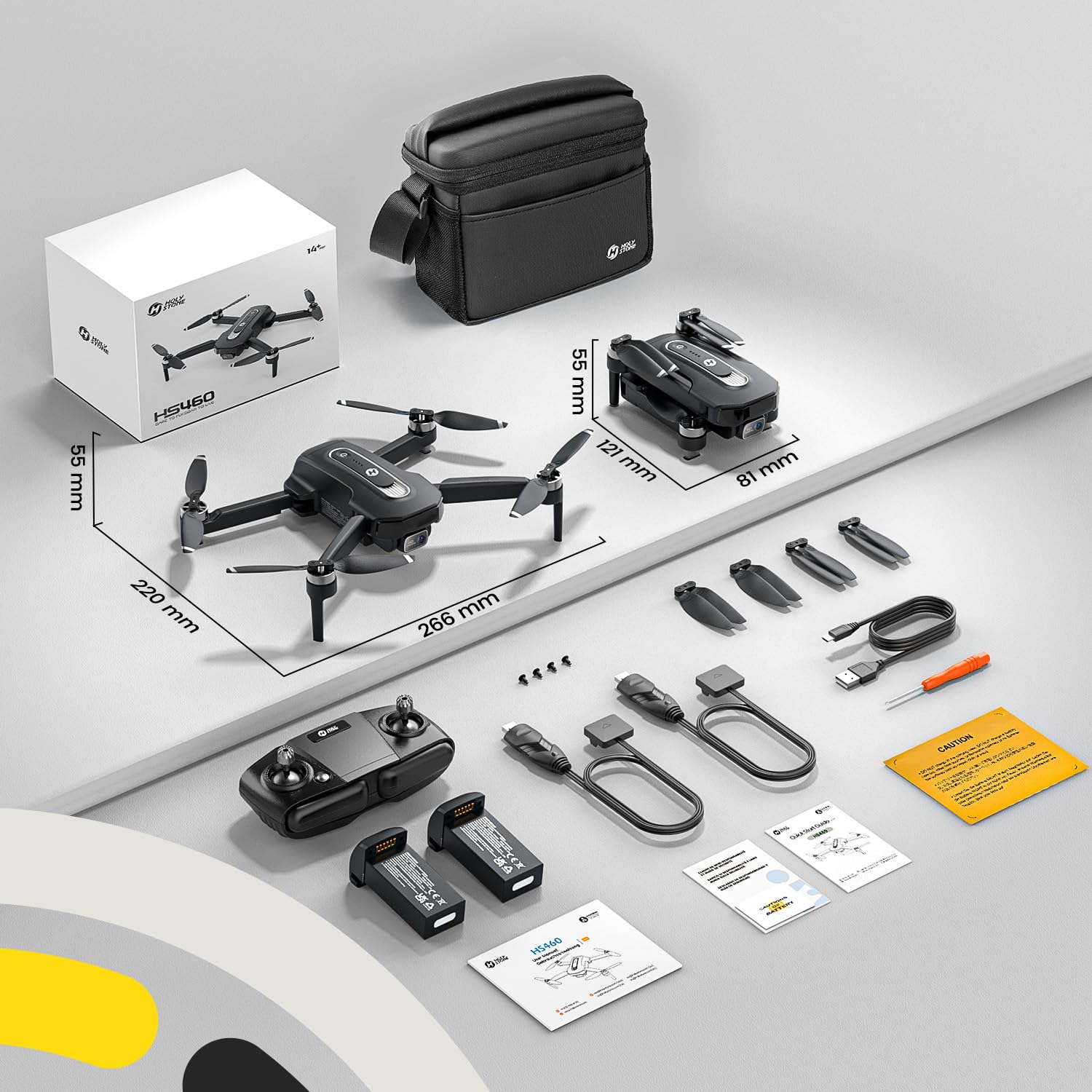 Holy Stone Drone GPS avec caméra 4K pour débutants, HS460 drone pliable avec 52 min d’autonomie, moteur sans balais, Follow Me, retour automatique, transmission FPV 5G, moins de 249 g