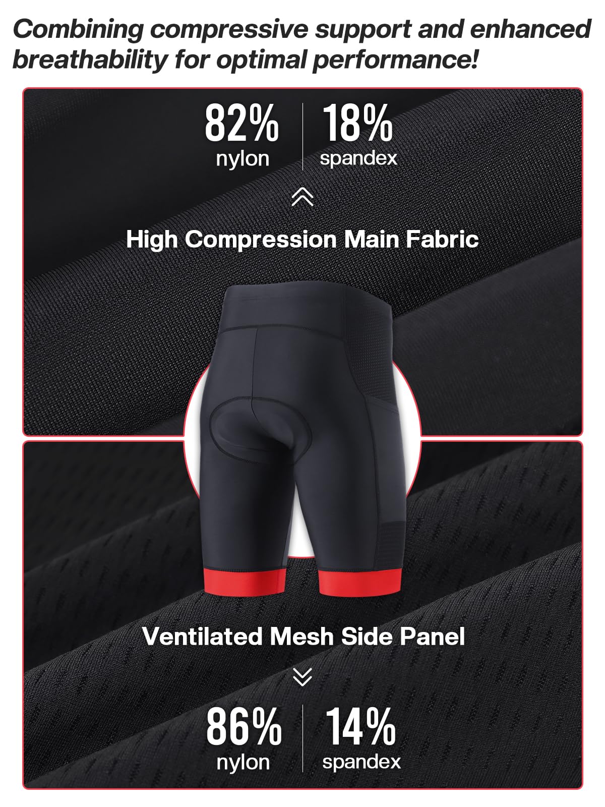 ARSUXEO Cuissard de Cyclisme rembourré pour Hommes 4D Padding MTB Shorts Cycling Shorts for Men with Phone Pockets Cycle Underhorts 582