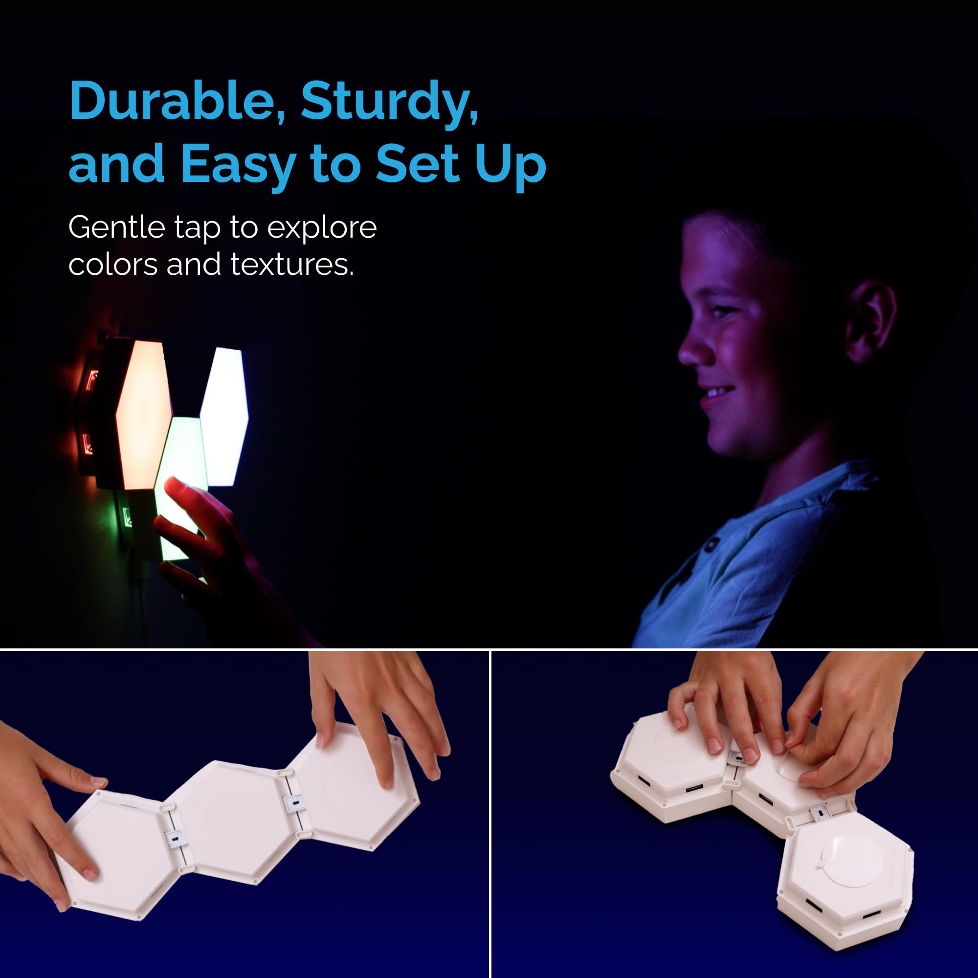 Emberela HEXlights 3-Pack Hexagon Lights, Touch & Remote Controlled RGB Wall Panels, Hexagon LED Lights Panels - Image 4