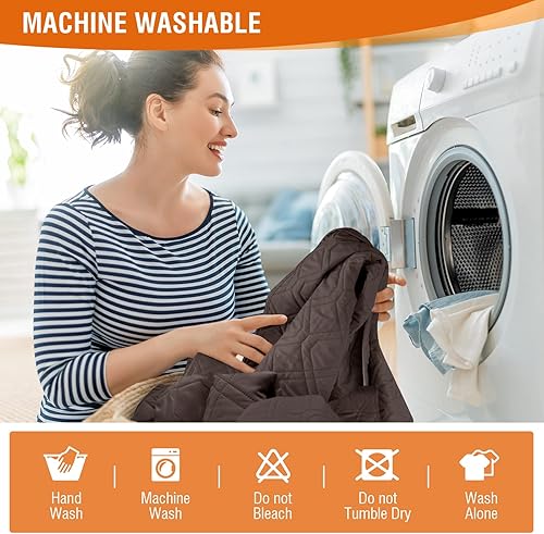 Miniatura 6 de VANSOFY Funda impermeable para sofá reclinable, lavable, funda para sofá reclinable de 1 pieza, protector de muebles con correas elásticas, bolsillo