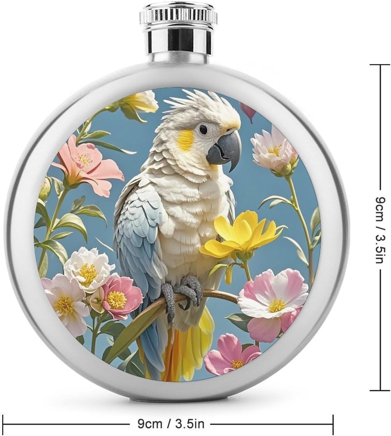 Birds in The Flowers Stainless Steel Flagon to 5 Oz with Screw Cap,Hip Flask for Men–Whiskey & Liquor Pocket Flask,Alcohol Flagon for Camping Drink Sports Outdoor Wine Bottle
