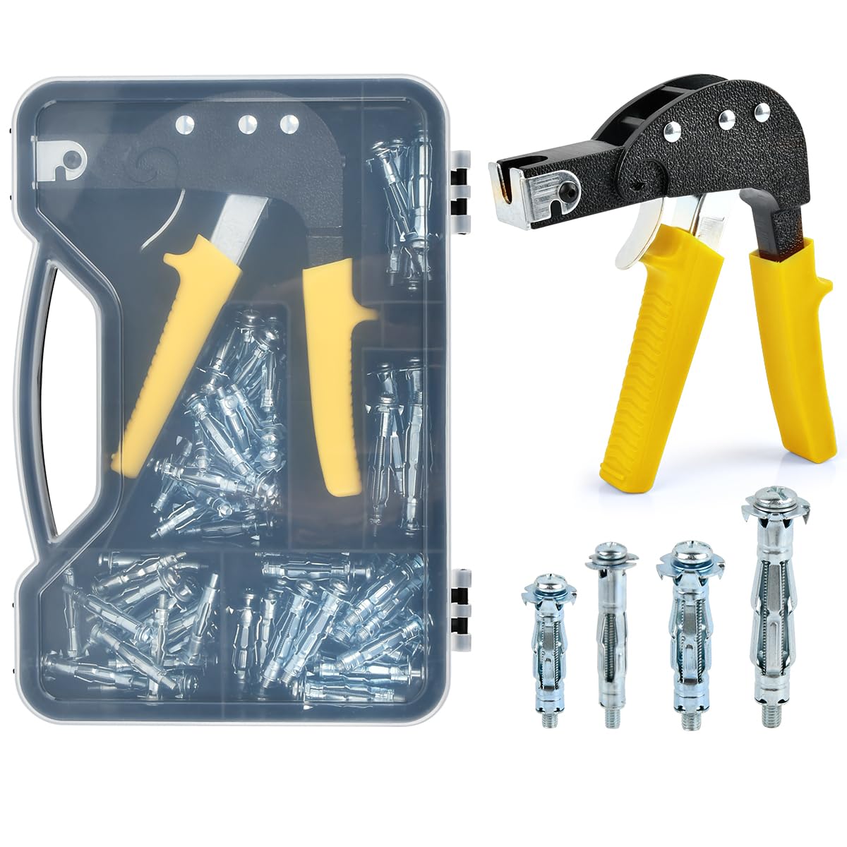 Lot de 72 pinces de montage pour mur creux - Pince de montage - Chevilles murales creuses - Pince - Kit avec cavité M4/M5 - Chevilles métalliques avec vis - Jeu de chevilles creuses avec pince pour