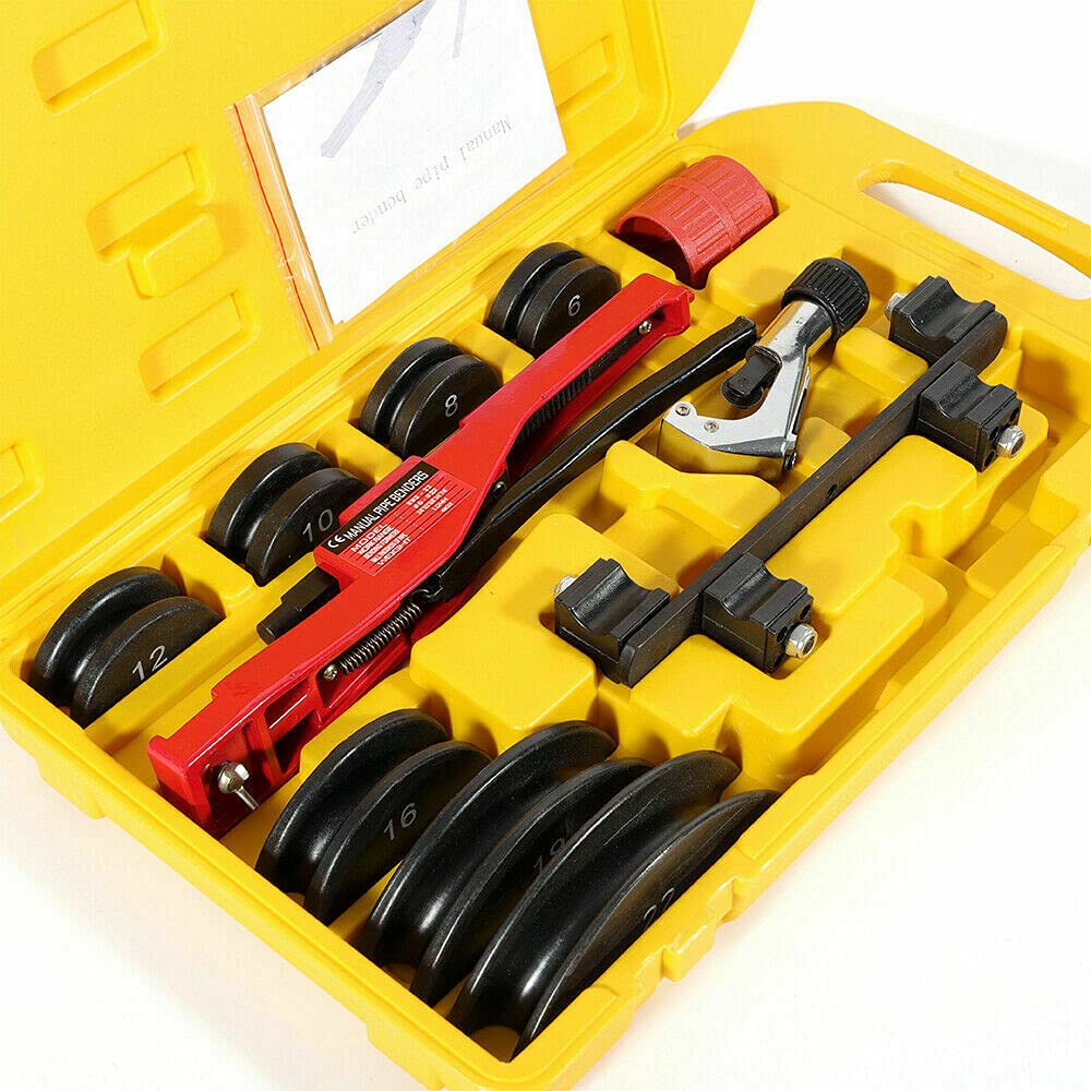 Cintreuse manuelle réglable pour cintrer les tuyaux en acier au carbone φ6-22 mm 1/4" - 7/8" Jaune