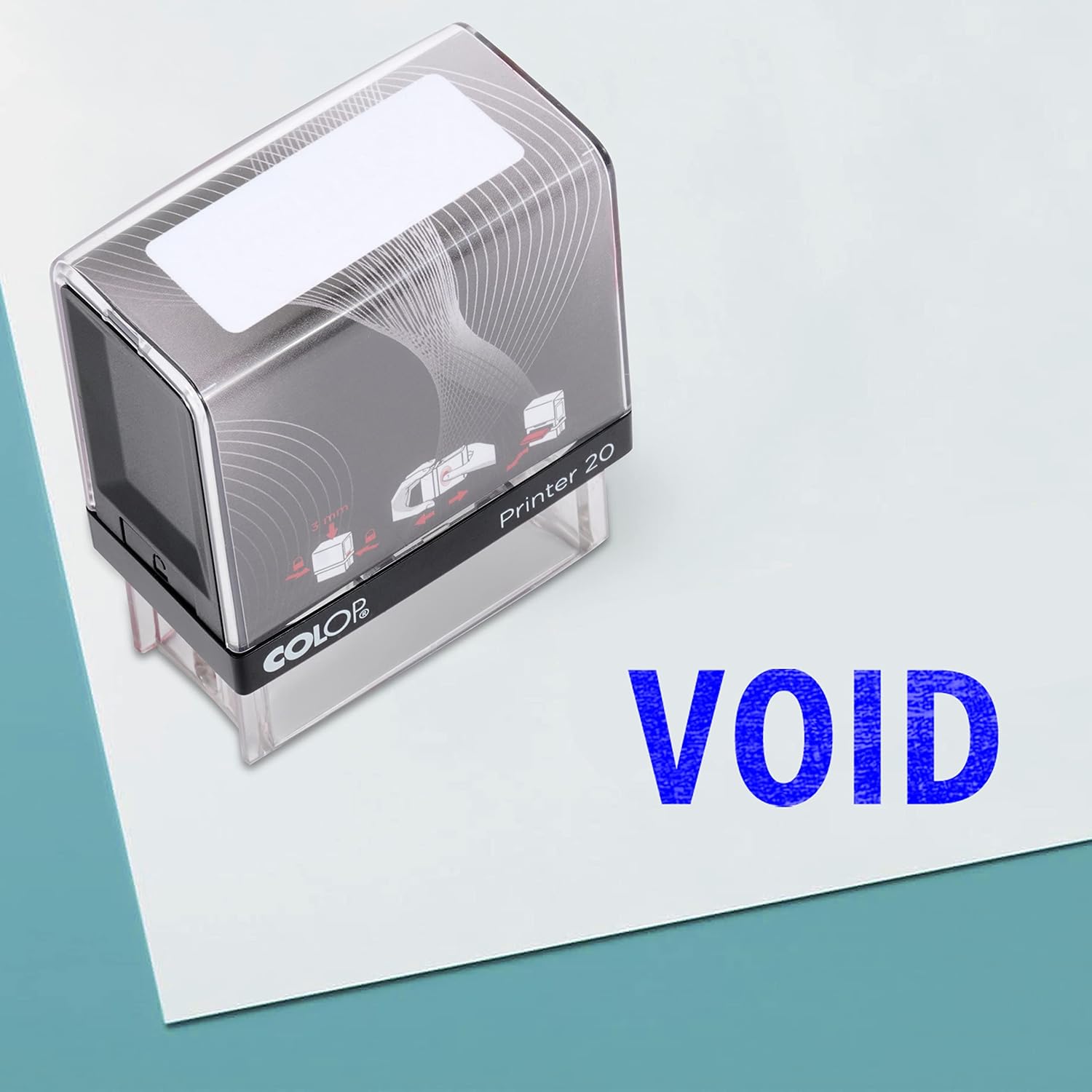 Void Self Inking Rubber Stamp Custom Colop Office Stationary P20 Mini Stamper, Blue Ink