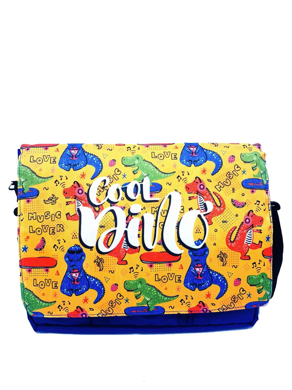 Yellow School Tuition Messenger Sling Bag fits upto 13-14" Laptop/Macbook, Detachable Shoulder Strap, Waterproof, Shockproof, Carry Handle with Spacious Pockets, For Kids