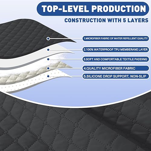 Miniatura 6 de XINEAGE Funda para Sofá de Dos Plazas Impermeable, Fundas para Sofá de 2 Cojines, Funda Suave y Lavable con Bolsillos y Correas Elásticas